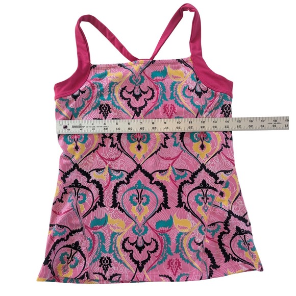 Soybu Tank Top Womens Medium Pink Paisley Damask Built-in Bra Strappy Back - Picture 3 of 8